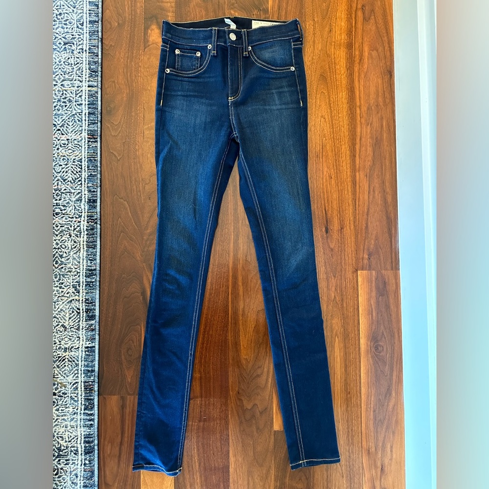 Rag & Bone dark skinny jeans with gold stitching